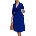 D605 women's foreign trade dress,  autumn/winter new collection, fashionable long-sleeve blazer collar double-breasted midi african dress