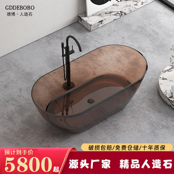 Transparent resin bathtub, hotel villa  export independent resin color crystal transparent bath bathtub