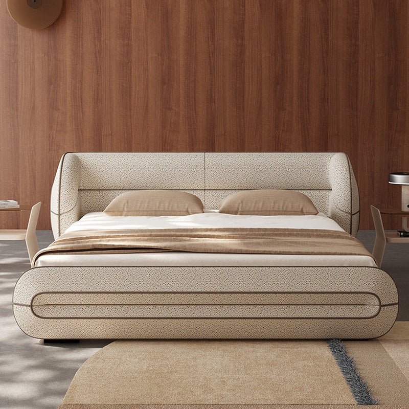 Designer cotton linen cream style bed master bedroom double soft pack cloud quilt bed classy bedroom 1.8m accessible luxury fabric bed