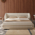 Designer cotton linen cream style bed master bedroom double soft pack cloud quilt bed classy bedroom 1.8m accessible luxury fabric bed