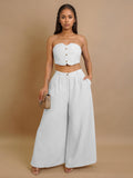 Amazon's new european and american style fashionable sexy stretch bandeau top and wide-leg pants set