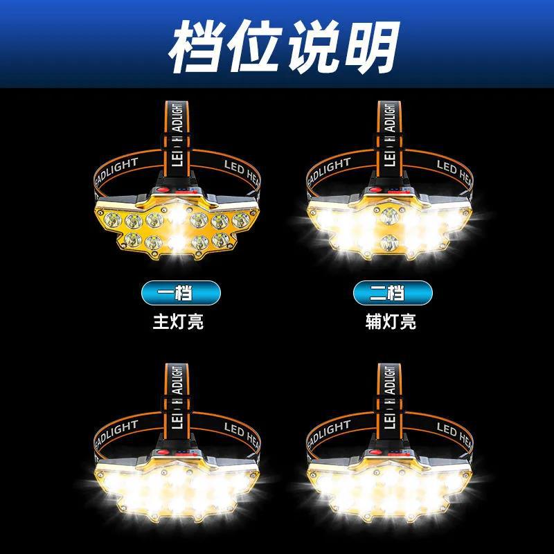 12 headlights strong light super bright rechargeable fishing light long-distance super bright head-mounted LED miner light flashlight A88