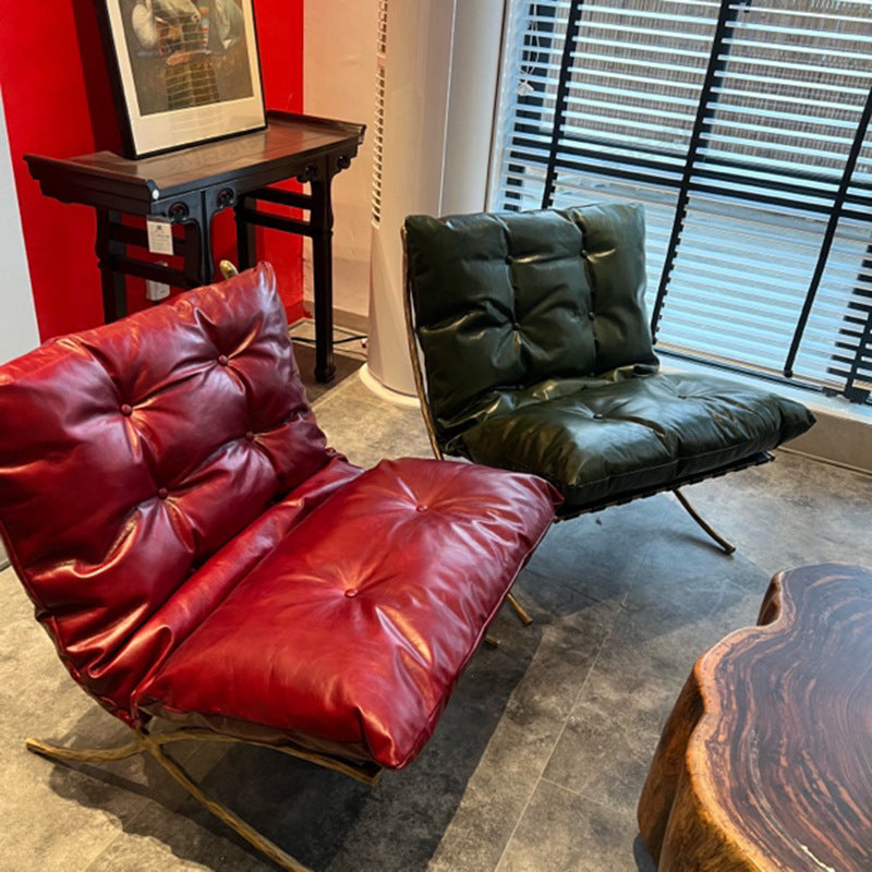 Barcelona chair - vintage style living room hotel sofa recliner - retro designer cigar chair - ohm single chair