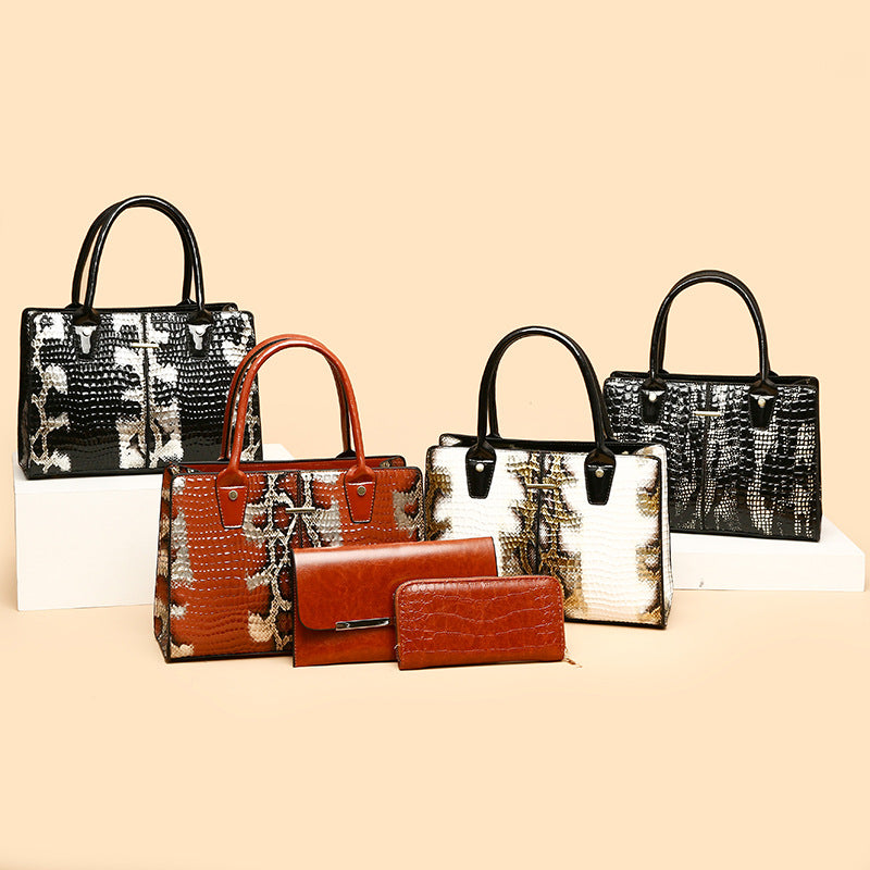 Retro snake pattern large capacity tote bag female mother bag 2024 summer new women's bag shoulder bag handbag female bag