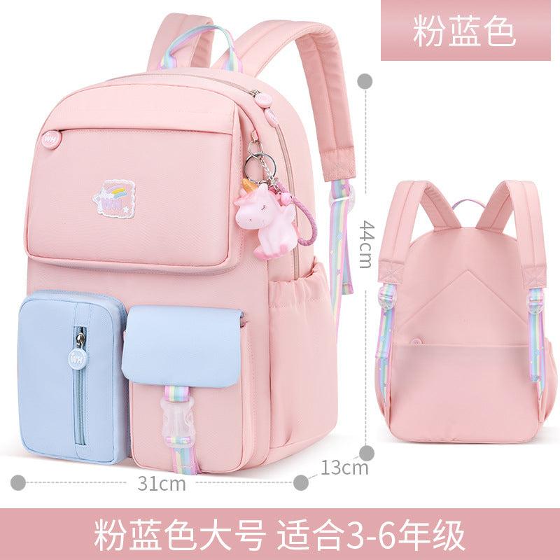 New 2023 primary school schoolbag for girls in grades 1 to 6 Cartoon children's spine care and burden reduction backpack