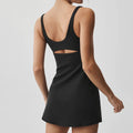 Padded striped sports dress - yoga outfit, summer quick-dry sleeveless running, training & fitness apparel