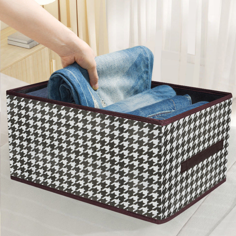 PP board thousand bird grid clothes storage box large capacity wardrobe clothes storage box household fabric foldable storage basket