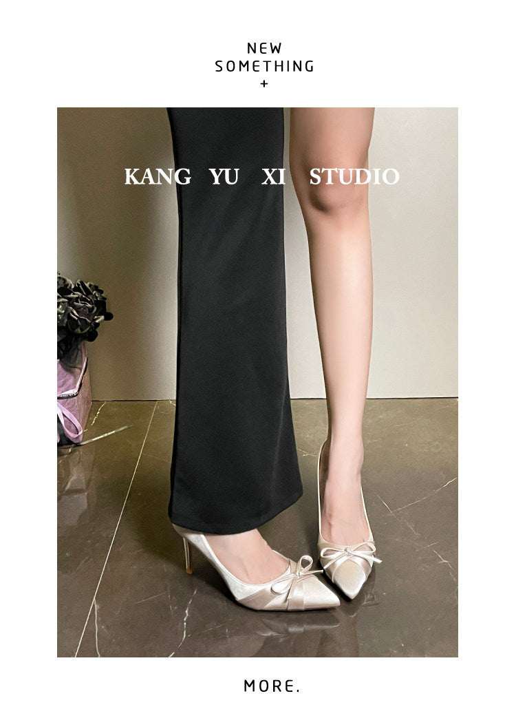 Popular women's new arrivalfrenchelegant pointed toe pumps women's stiletto heel gentle easiest for matchbows shoes tired feet outwear