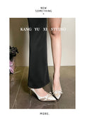 Popular women's new arrivalfrenchelegant pointed toe pumps women's stiletto heel gentle easiest for matchbows shoes tired feet outwear
