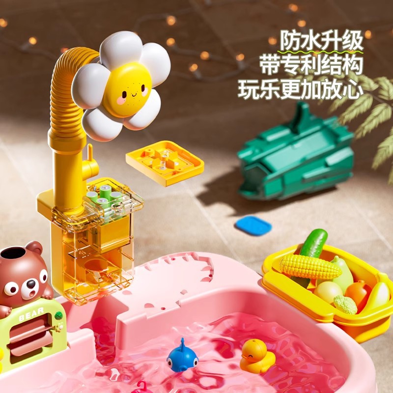 New summer water toys for kids: multifunctional water park with fishing pool, electric faucet, dishwasher, and magnetic features