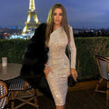 2025 summer new arrivals: european and american style one-shoulder dress - asymmetrical neck wrap chest evening gown - fashionable sequin sexy mini dress