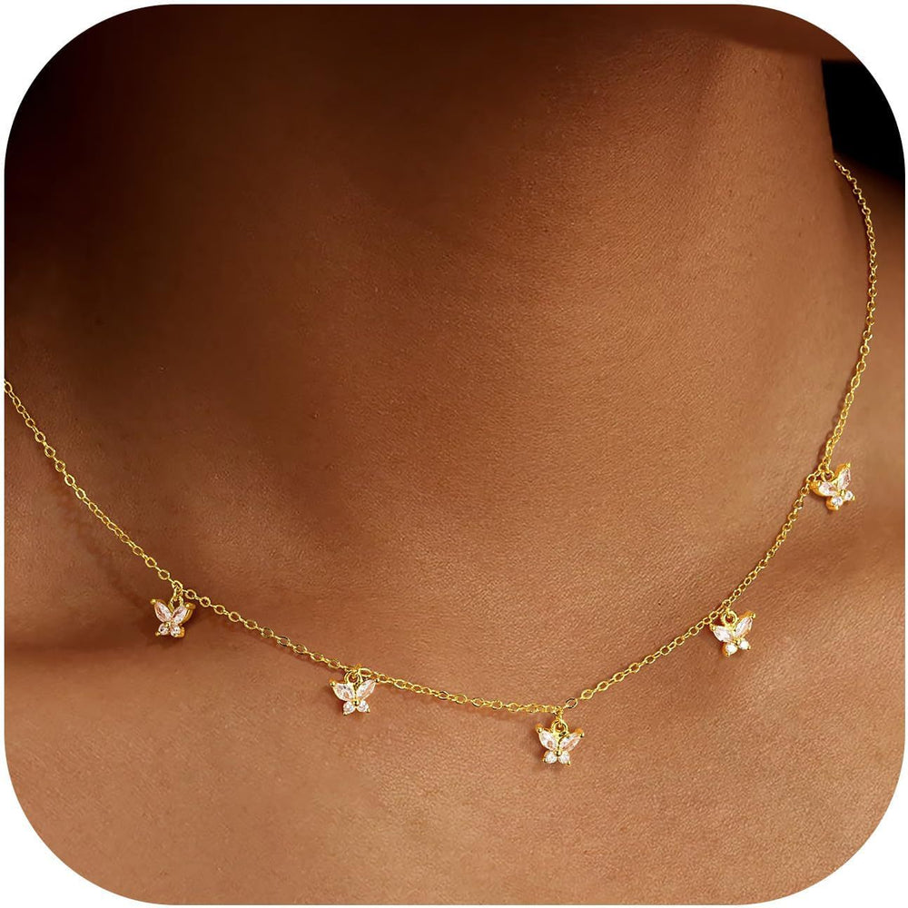 European and american fashion copper micro-paved zircon flower pendant necklace, white cubic zirconia four-leaf clover women's choker