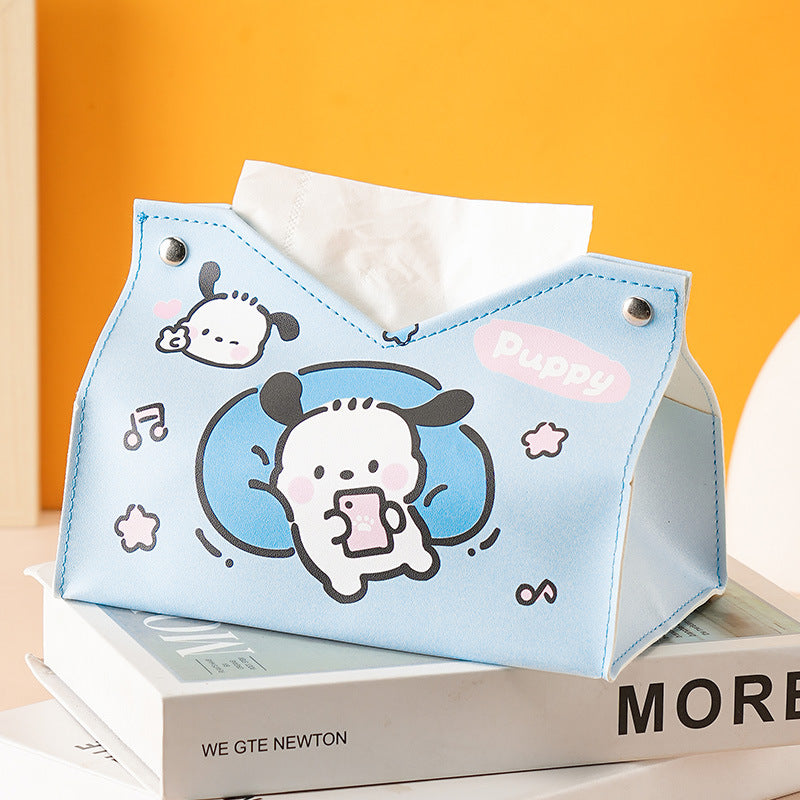 Cute cartoon naughty dog tissue box household car universal pumping paper box large capacity napkin paper box storage box