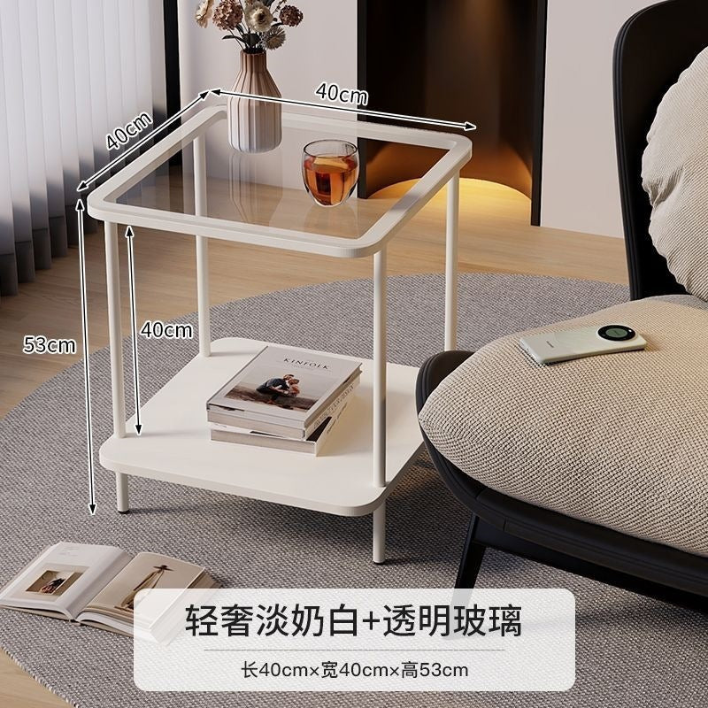 Small apartment simple accessible luxury coffee table bedside table square corner table metal frame small side table sofa side small table