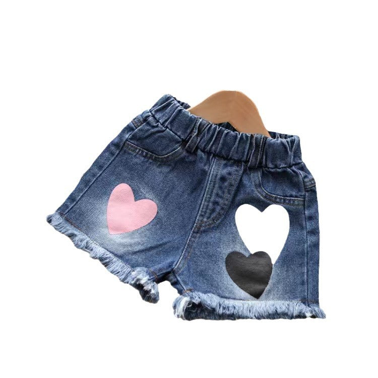 Summer hot-selling girls' outfit: korean style kids' denim shorts + t-shirt short sleeve two-piece set - direct from the children's wear manufacturer