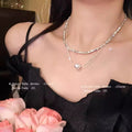 Sweet & spicy girl double-layered pearl necklace - x1390 silver