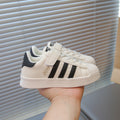 Sneakers with shell toe  spring and summer boys and girls leather patch bottom velcro small and medium-sized children's campus shoes patchwork style