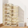 Thickened shoe box storage organizer - transparent folding shoe rack for boots, sneakers, and more - no assembly required, space-saving solution