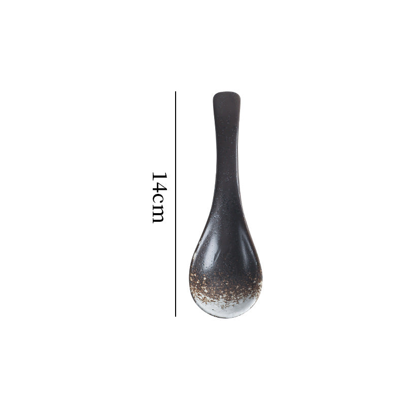 Creative kitchen ceramic tableware small spoon japanese retro cute high-value household spoon soup spoon rice spoon