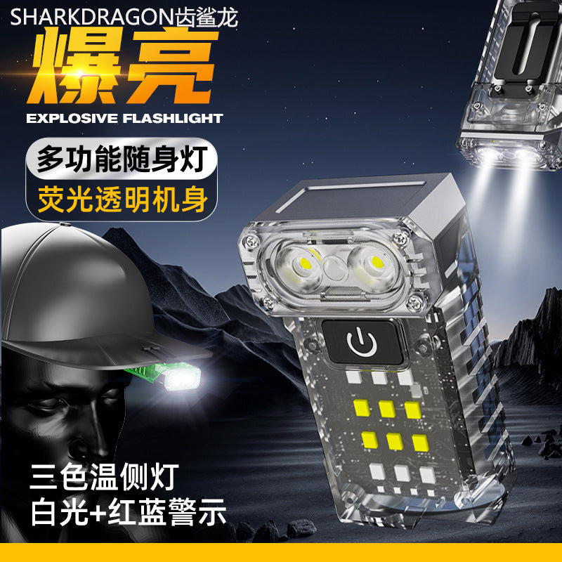 Cross-border new mini flashlight Type-C charging magnetic suction pen holder multi-function UV purple LED work light