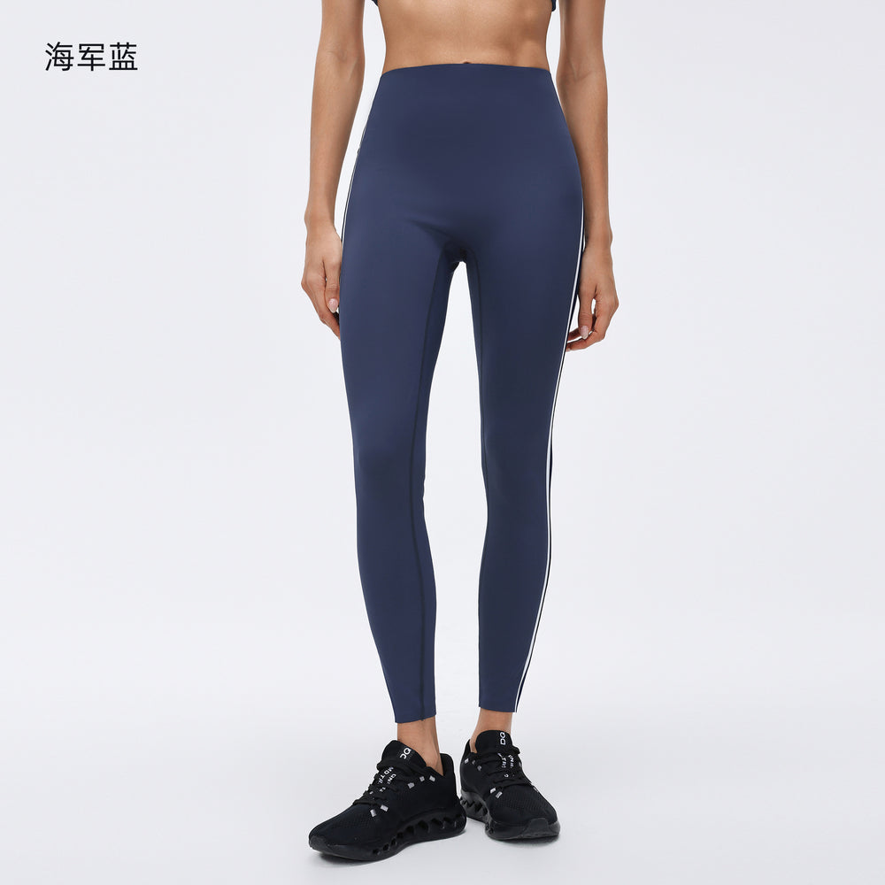 Contrast color yoga suit women's bubble wrap anti-sagging fitness bra high waist peach hip nine-point sports pants two-piece set
