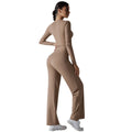 High-waisted, butt-lifting, drawstring wide-leg pants with a barely-there feel, paired with a form-fitting, long-sleeved yoga top. breathable, quick-drying, perfect for outdoor running and fitness