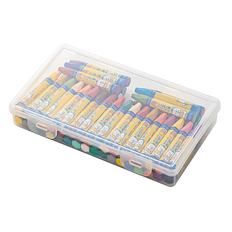 Plastic desktop drawer stationery storage box with lid pencil case can be stacked transparent document book marker storage box