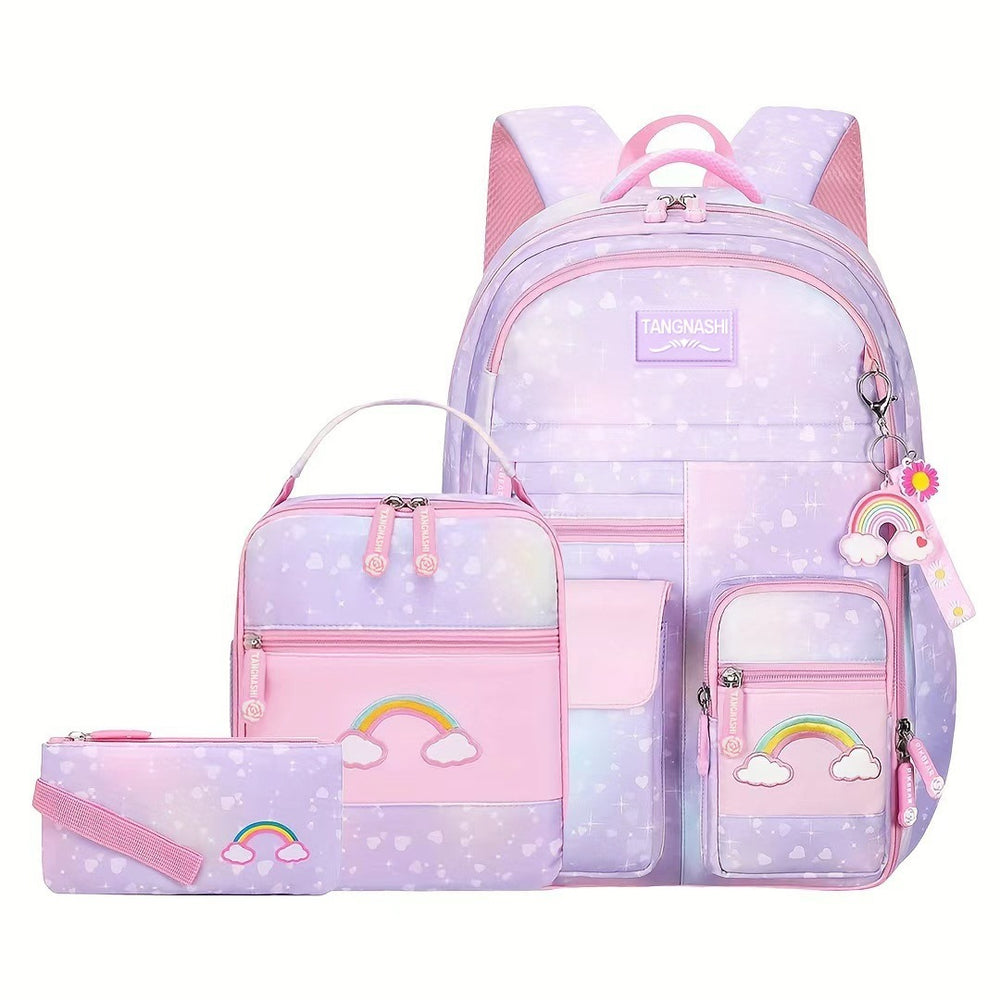 school bag kids school bag primary school student school ultra-light weight-reducing girl's three-piece backpack