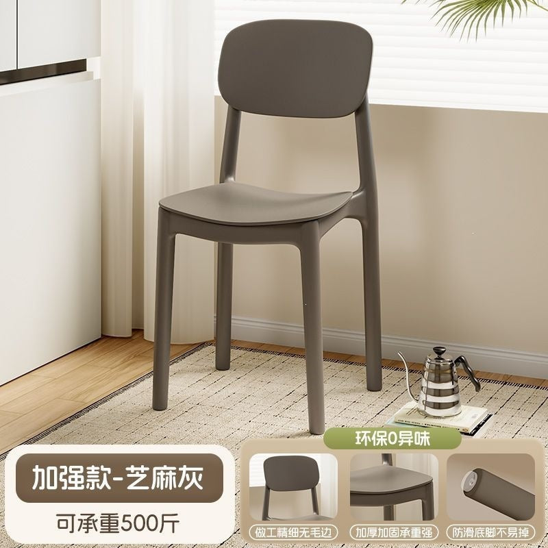 Home dining table and chairs, long-sitting chairs, thickened plastic dining chairs, modern minimalist backrest stools, nordic style, other living rooms