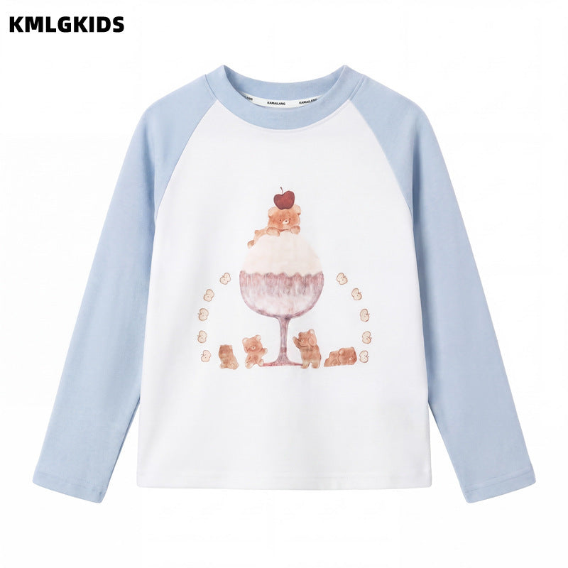 autumn new arrivals: korean style long-sleeve cartoon t-shirt for little girls - sweet and stylish base layer
