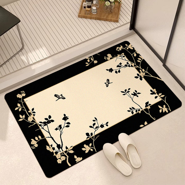 New Chinese style diatom mud soft floor mat bathroom toilet non-slip mat toilet door stepping foot absorbing water quick drying carpet