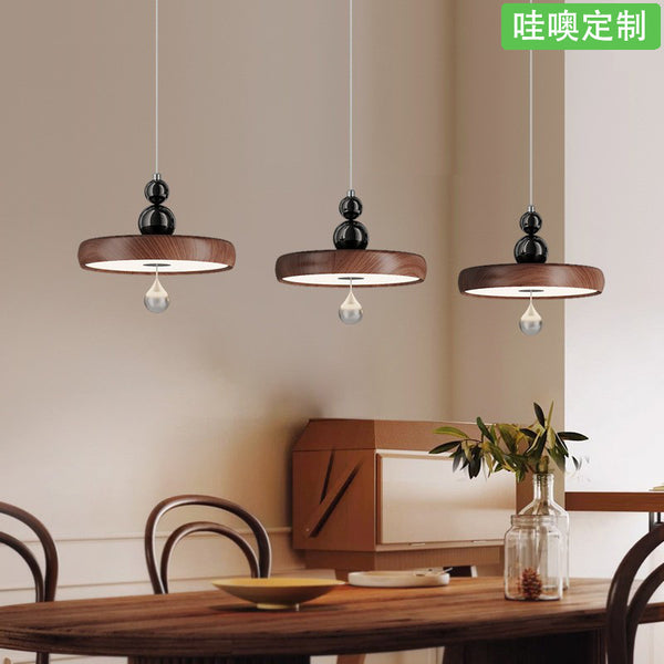 [Wow] Chandelier medieval wood grain home improvement one-word long three-head chandelier simple modern high-end lamp