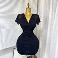 summer new arrival: stretch mesh mini dress - v-neck, sexy, bodycon, and figure-hugging