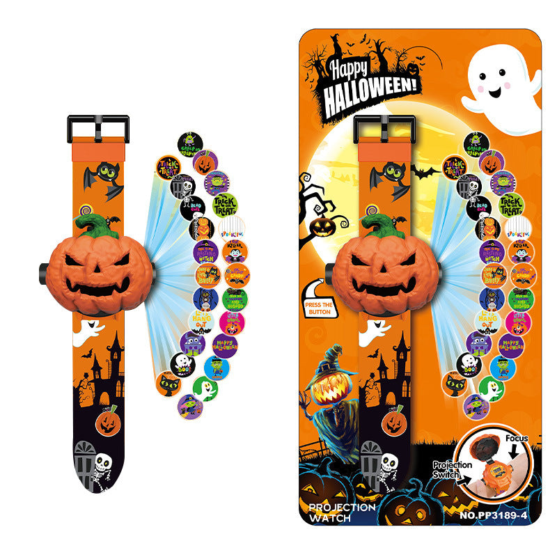Halloween toy gift cartoon watch kids projection watch electronic watch luminous kindergarten elementary school student gift