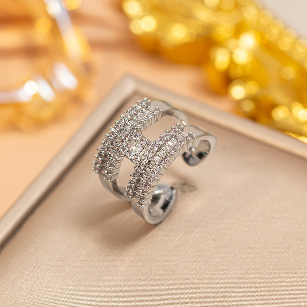 hot-selling design, full of diamonds, inlaid with zircons, exquisite women's openable adjustable rings, popular fashion accessories