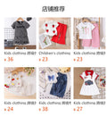 Children's clothing cross-border european and american girls orange collar white vest + blue skirt baby