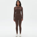 European and american seamless yoga set - high-waisted butt-lifting peach lift leggings with long-sleeve compression top - running & fitness activewear set