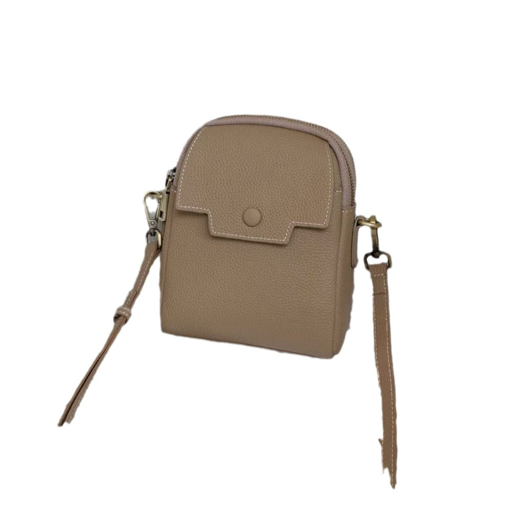 Top-grain leather 2024 new genuine leather mobile phone bag women's fashionclassy sense easiest for match trendy one-shoulder cross-body cowhide small bag
