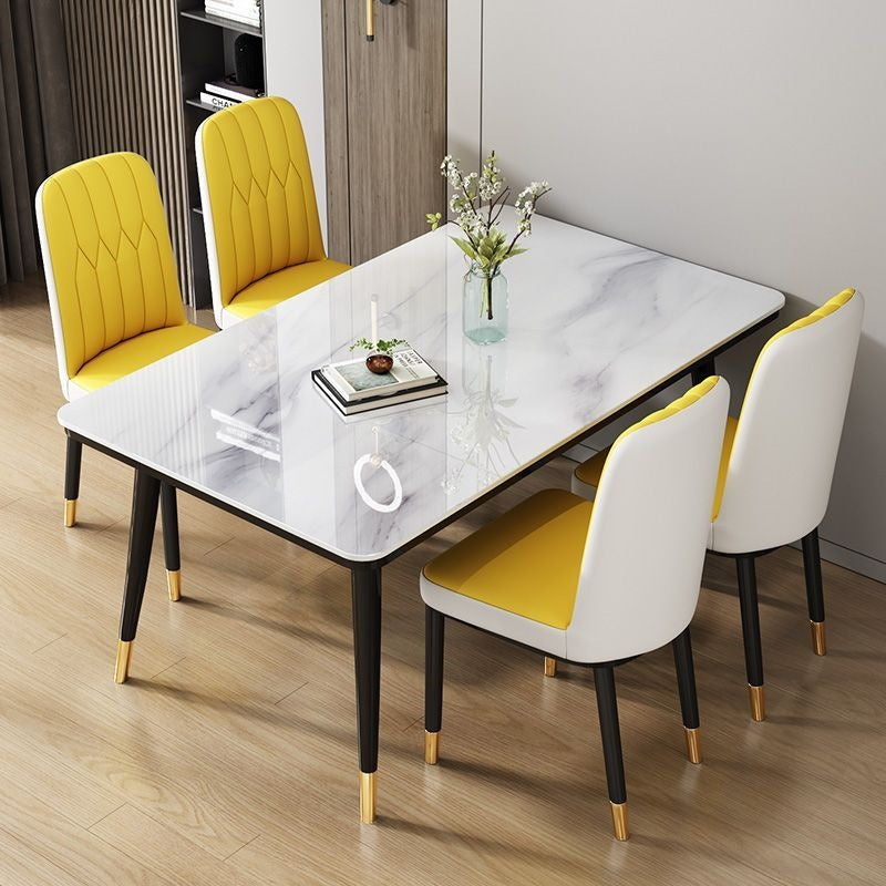Nordic light luxury dining table and chair set, minimalist dining table for home, small apartment dining table, rectangular dining table for 4 or 6 people