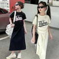 versatile girls' summer outfit: korean style sporty & casual fashion short-sleeve t-shirt and skirt two-piece set