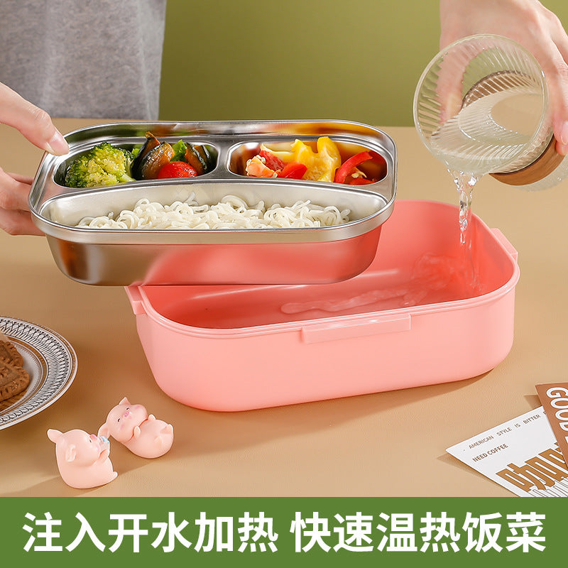 304 stainless steel insulated lunch box - perfect for elementary school students, kids, and office workers. features divided compartments and suitable for heating