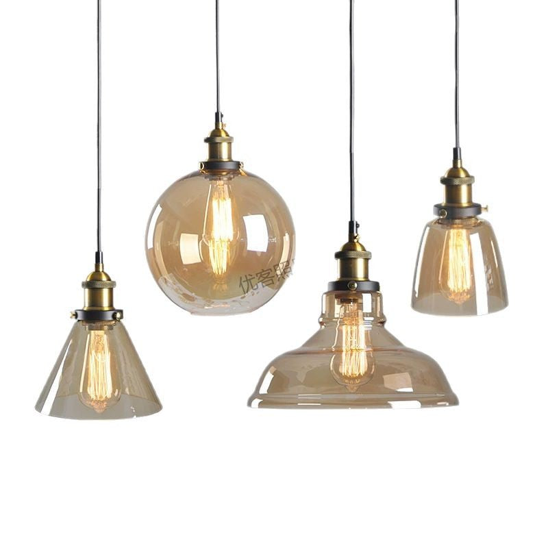 American glass chandelier wabi-sabi glass lamp banquet triangle ball small hat glass lamp restaurant chandelier