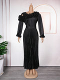 fashionfashionelegantlong sleevesdress african export plus size women's pleated skirt