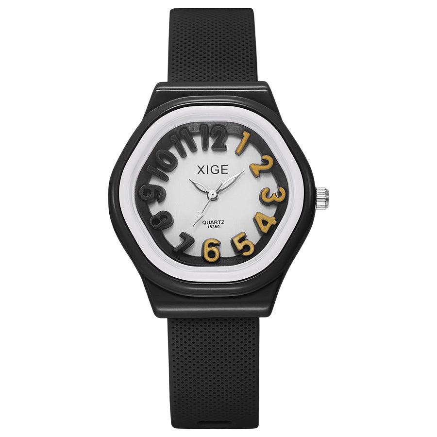New candy-colored silicone strap waterproof women's watch student watch dopamine color block quartz watch - wholesale from manufacturer