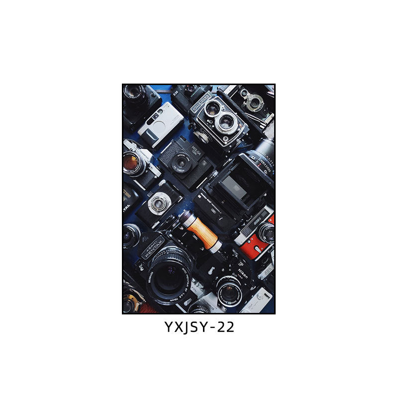 Camera photography Decorative painting Photo studio Black and white industrial style hanging painting Media studio Camera mural