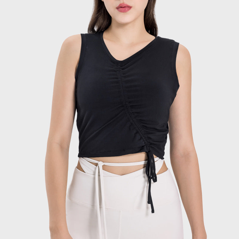 New arrival: spicy chic comfortable & breathable sports tank top - women's outdoor fashion, versatile tie-up ruched yoga top dss061