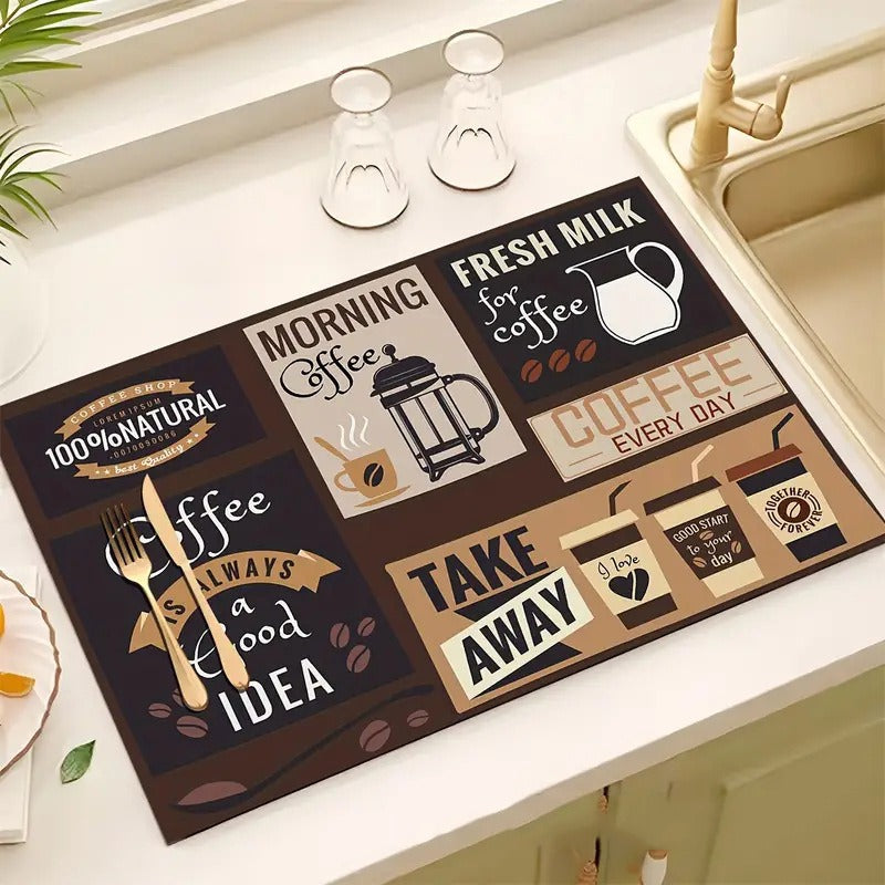 Kitchen drain mat diatom mud tableware drying mat countertop bar water-absorbent heat-insulating table mat coffee machine non-slip mat