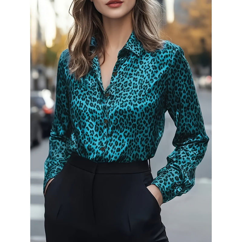 Wish bestseller: autumn new arrival - satin printed long sleeve shirt for independent stores