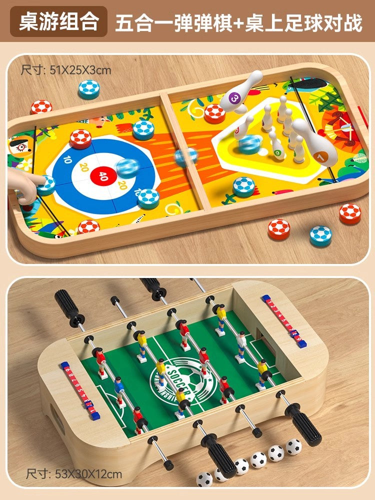 Wooden Bouncing Chess Double Table Game Bowling Parent-Child Interactive Birthday June 1st Gift Children's Educational Toys