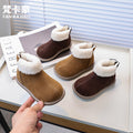 Vancahao girls' boots  winter new korean style children's fashion double-layer cotton short boots student frosted fashion boots